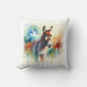 Watercolor Donkey 080824AREF138 - Watercolor Cushion