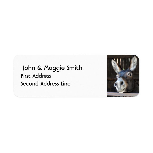 Watercolor Donkey Animal Nature Art Label (Front)