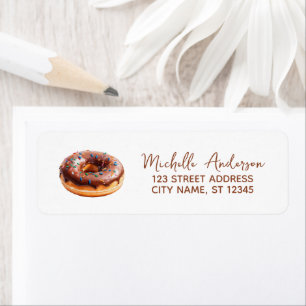 Watercolor Donut Return Address Sweet Doughnut