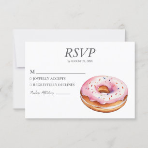 Watercolor Donut RSVP Card Wedding Sweet Doughnut 