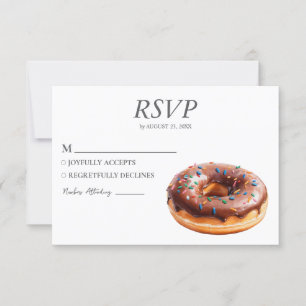 Watercolor Donut RSVP Card Wedding Sweet Doughnut 