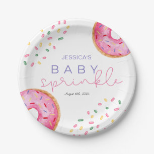 Watercolor Donuts girl Baby Sprinkle Shower  Paper Plate