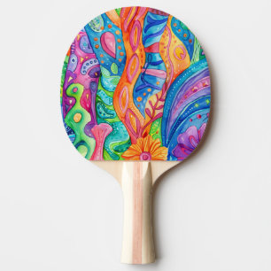 Watercolor Doodle Ping Pong Paddle