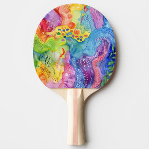 Watercolor Doodle Ping Pong Paddle