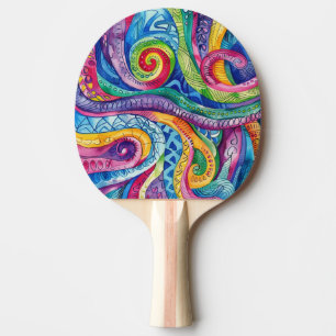 Watercolor Doodle Ping Pong Paddle