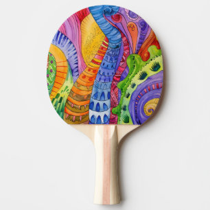 Watercolor Doodle Ping Pong Paddle