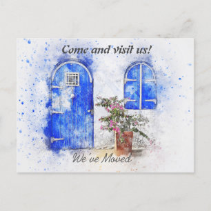 Watercolor Door New Address We’ve Moved Announcement Postcard