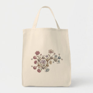 Watercolor Dopamine Molecule Floral Neurodiversity Tote Bag
