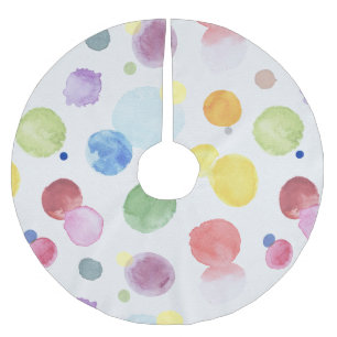 Watercolor Dots 1 Brushed Polyester Tree Skirt