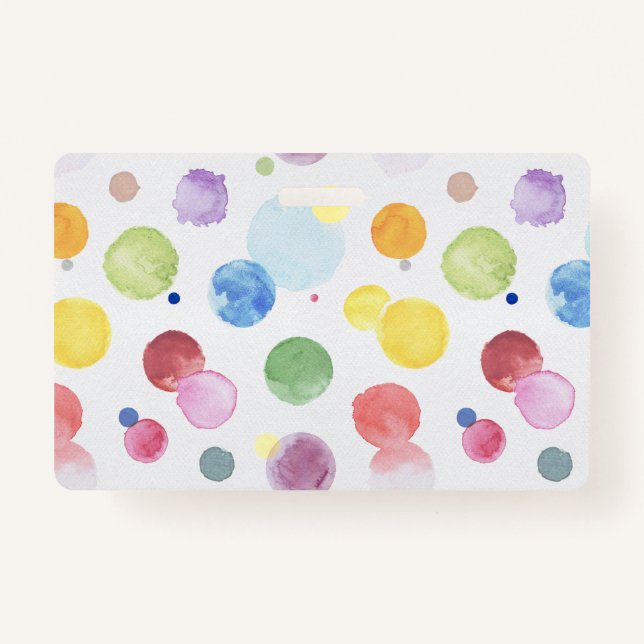 Watercolor Dots 1 ID Badge (Front)