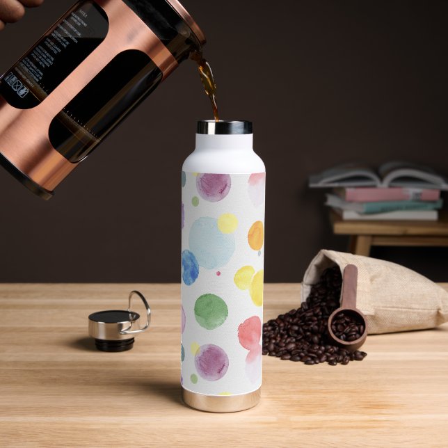 Watercolor Dots 1 Water Bottle (Coffee)