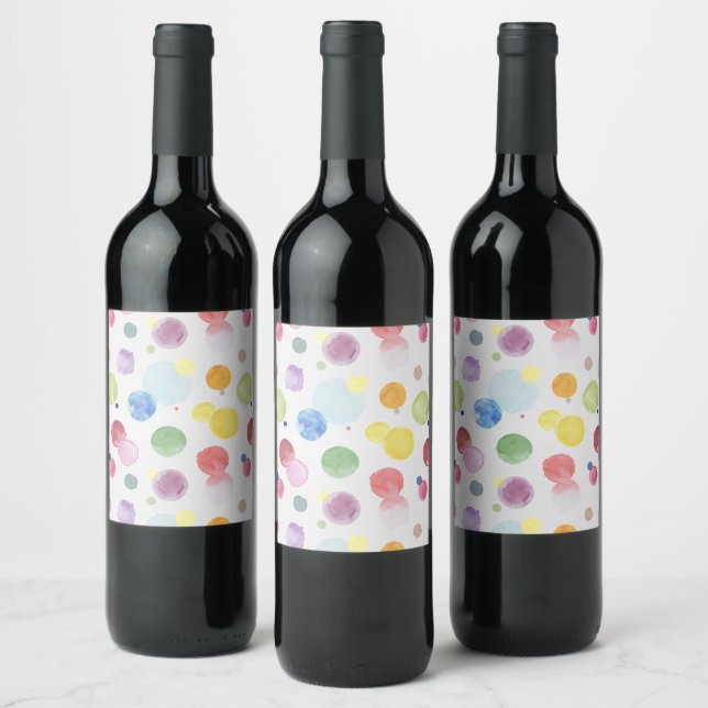 Watercolor Dots 1 Wine Label (Bottles)