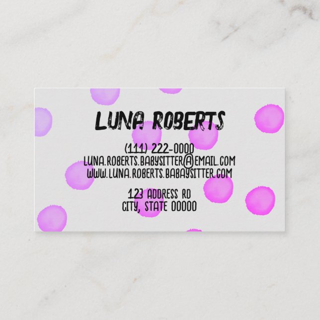 Watercolor Dots Business Card (Back)