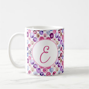 Watercolor dots flowers pattern monogram coffee mug
