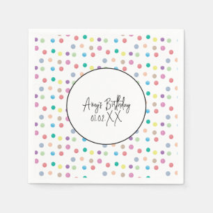 Watercolor Dots Hand Painted Colourful Birthday Napkin