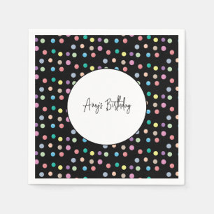 Watercolor Dots Hand Painted Colourful Birthday Napkin
