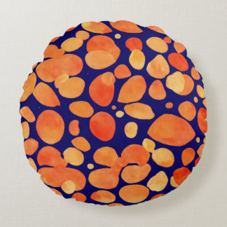 "Watercolor Dots: Round Throw Pillow 