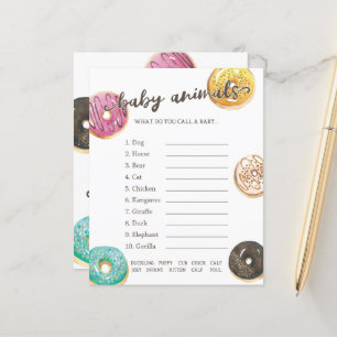 Watercolor Doughnut Baby Shower Baby Animals Game
