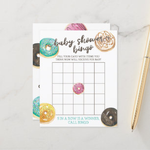 Watercolor Doughnut Baby Shower Bingo Game
