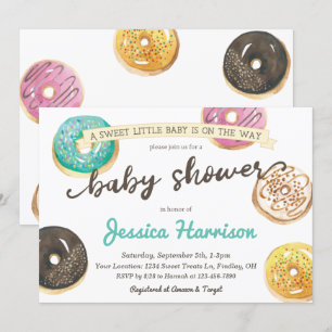 Watercolor Doughnut Baby Shower - GraphicLoveShop Invitation