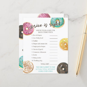 Watercolor Doughnut Baby Shower Price Game