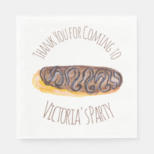 Watercolor Doughnut Chocolate Hand Drawn Eclair Napkin