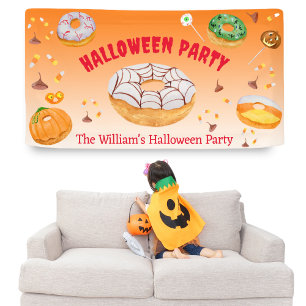 Watercolor Doughnut-licious Halloween Candy Party Banner