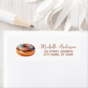 Watercolor Doughnut Return Address Sweet Doughnut