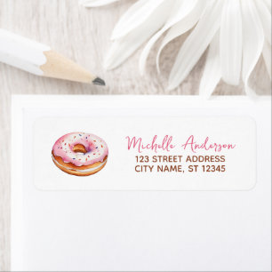 Watercolor Doughnut Return Address Sweet Doughnut 