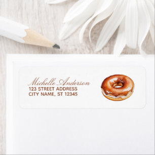 Watercolor Doughnut Return Address Sweet Doughnut