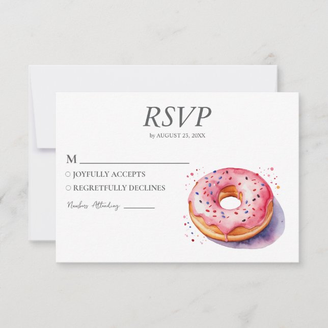 Watercolor Doughnut RSVP Card Wedding Sweet Doughn (Front)