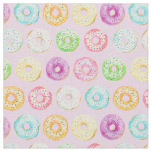 Watercolor Doughnut Sprinkles Pattern Fabric