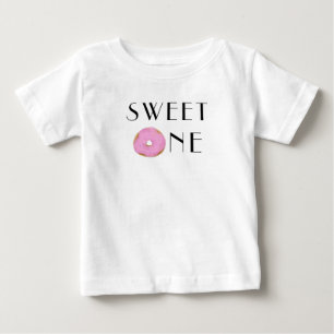 Watercolor Doughnut “Sweet One” First Birthday Baby T-Shirt