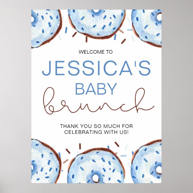 Watercolor Doughnuts Baby  brunch Shower  Poster (Front)