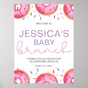 Watercolor Doughnuts Baby Girl brunch Poster