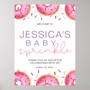 Watercolor Doughnuts Baby Girl Sprinkle Shower  Poster