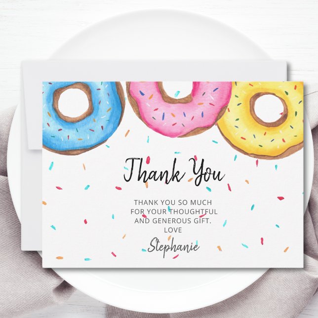 Watercolor Doughnuts Baby Shower  Thank You Card (Creator Uploaded)