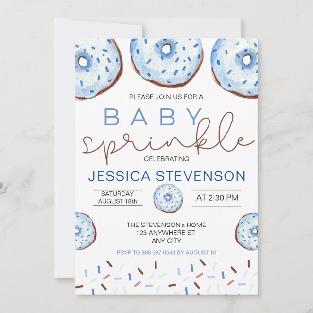 Watercolor Doughnuts Baby Sprinkle Shower  Invitation (Front)