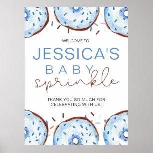 Watercolor Doughnuts Baby Sprinkle Shower  Poster