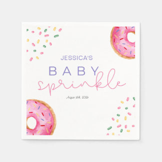 Watercolor Doughnuts girl Baby Sprinkle Shower Napkin