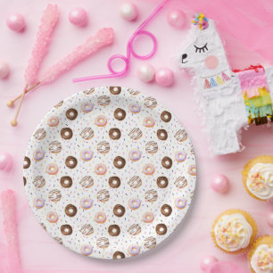 Watercolor Doughnuts Pattern Paper Plate