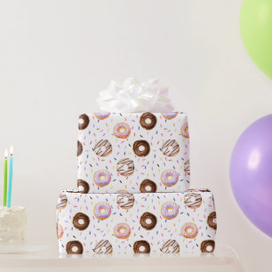 Watercolor Doughnuts Pattern Wrapping Paper