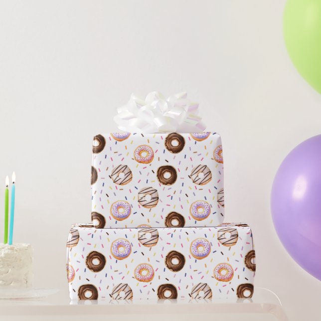 Watercolor Doughnuts Pattern Wrapping Paper (Party Gifts)
