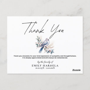  Watercolor Dove Funeral Sympathy Thank You Card