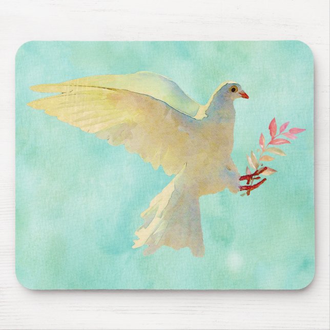 Watercolor Dove Mouse Mat (Front)