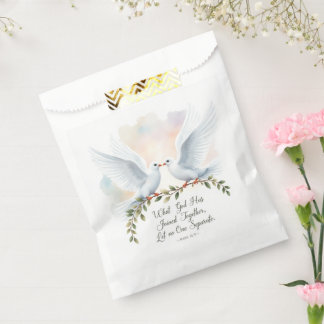 Watercolor Doves Mark 10:9 Favour Bag