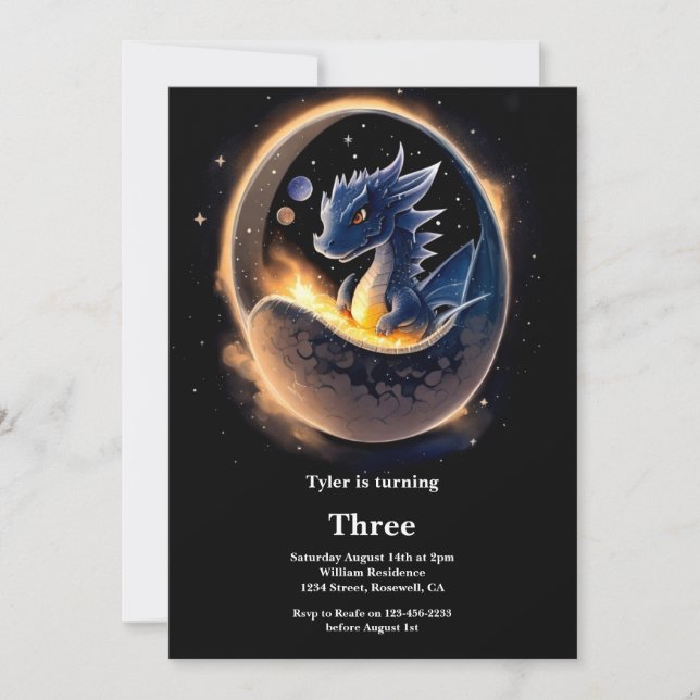 Watercolor Dragon Birthday Invitation (Front)