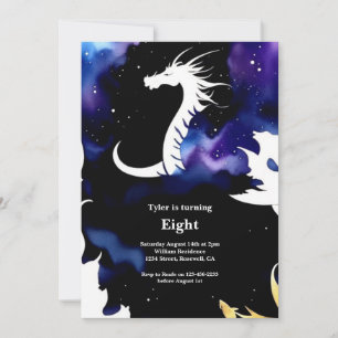Watercolor Dragon Birthday Invitation