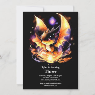 Watercolor Dragon Birthday Invitation