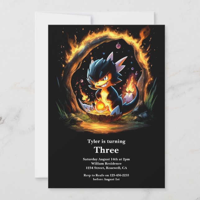 Watercolor Dragon Birthday Invitation (Front)